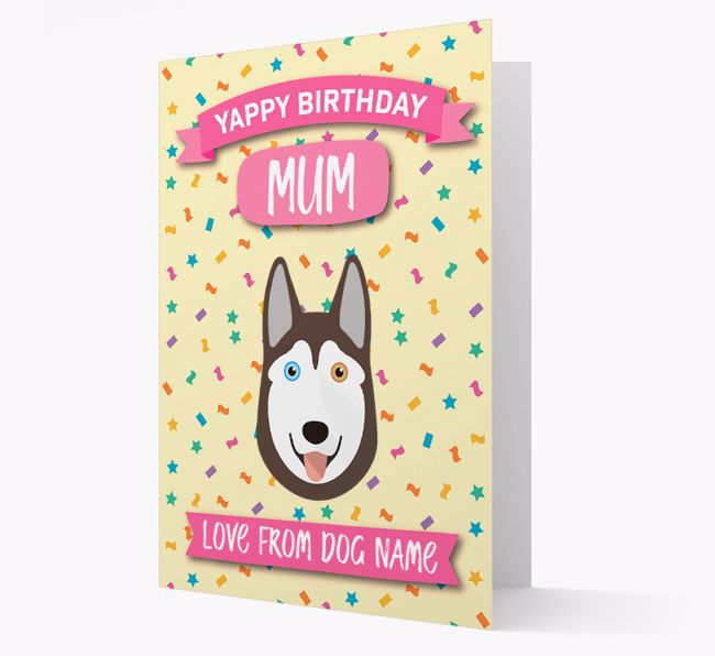 Personalised Card 'Yappy Birthday Mum' with {breedCommonName} Icon